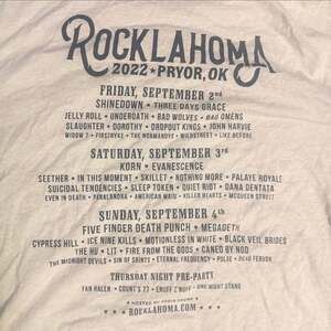 Rocklahoma 2022 Festival Band Tee - Pryor OK Lineup Shirt - Size L